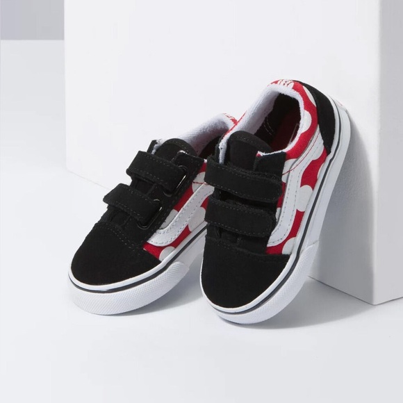 ❤️VANS POLKA DOT OLD SKOOL V VELCRO SHOES 13.5 - Picture 1 of 7